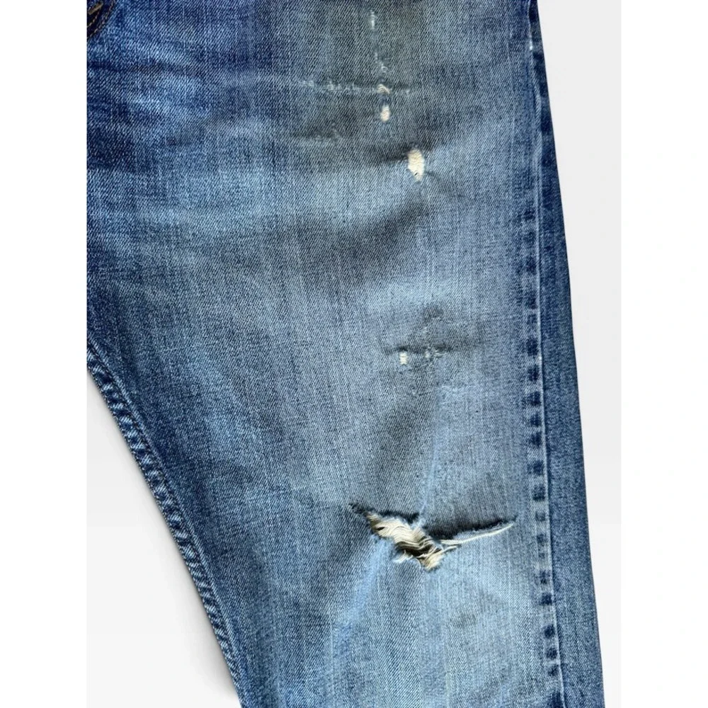 Levi's 514 Slim Straight Jeans W36 L30 Blue Distressed Faded Denim